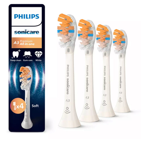 Philips Sonicare A3 Premium Toothbrush Heads 4 Pack, White
