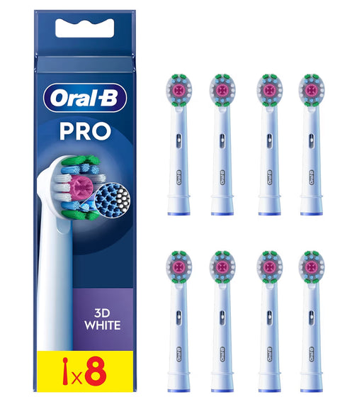 Oral-B Pro 3D White Electric Toothbrush Head, 8 Pack