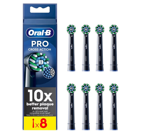 Oral-B Pro Cross Action Toothbrush Heads 8 Pack Black